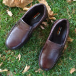 کفش طبی مردانه چرم تبریز مدل آرین رنگ قهوه ای تیره