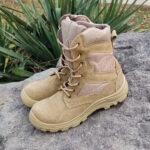 بوت مردانه چرم تبریز مدل پاراشوت رنگ خاکی